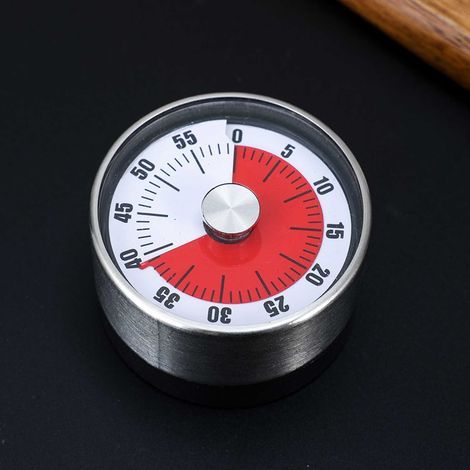 Runde Tischuhr - Edelstahl - Hochwertige Kinder-Tischuhr - Kindertimer - Countdown-Timer - Tischuhr - Analoger Küchentimer (Schwarz)