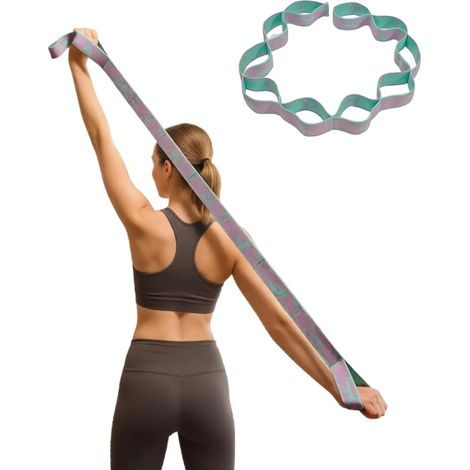 Elastic Yoga Belt with 8/9/10/11 Loops for Pilates, Fascia, Bodybuilding, Body Stretching, Ballet Dance Fitness (1/5)