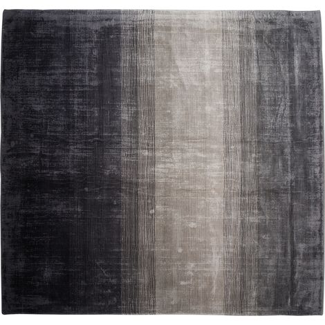 Alfombra gris con negro 200 x 200 cm efecto sombreado de viscosa sala de estar moderna Ercis