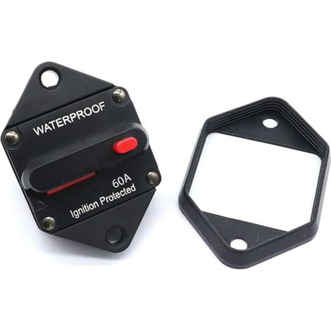 Disjoncteur De Voiture, Disjoncteur 12V-48V-Porte-Fusible, Disjoncteur étanche Avec Réinitialisation Manuelle De Voiture Étanche, Pour Moteur Auto Marine Bateau Vélo Stéréo Audio(60A)