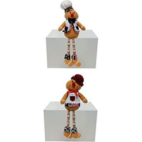 Coppia LUI E LEI Omino biscotto pan di zenzero marzapane in tessuto h 37 natale con i pasticcieri dolci (1/3)