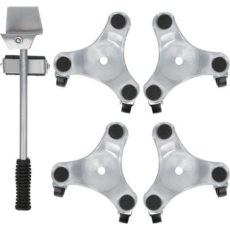 Kit de roulettes robustes pour meubles (capacité de 400 kg) – Roulettes pivotantes à 360° – Métal durable – Pour réfrigérateurs et lave-linge (1/5)