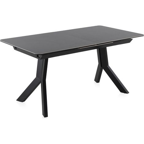 Ausziehbarer grauer Tisch mit Keramikplatte und Metallbeinen 160/210 x 90 cm (1/5)
