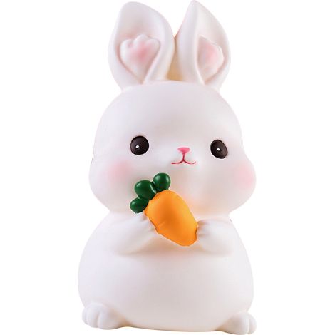 Salvadanaio a forma di coniglio per bambine e bambini - Anticaduta - Bianco - Adorabile - Realizzato in gomma - A forma di coniglio - Per adulti e bambini piccoli