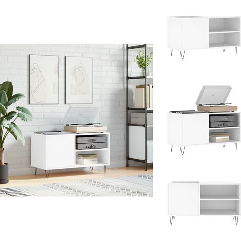 Plattenschrank Weiß 85x38x48 cm Holzwerkstoff - Plattenspeicher - Schallplattenregal - Vinyl Regal - Wohnzimmermöbel - Sideboard (1/5)