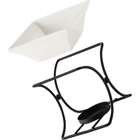 Brûleur à Cire Fondue en Céramique Structure Métallique Noire 150ml, Diffuseur D'arômes Réutilisable pour Hôtel et Salle de Yoga (1/5)