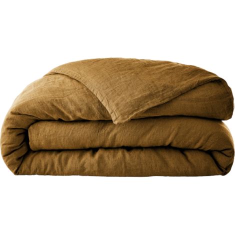 Housse de couette lin lavé marron 240x220 (1/3)