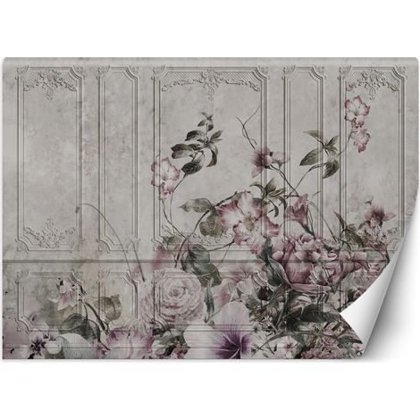 Papier peint mural, Fresque vintage Fleurs roses - 100x70 (1/5)
