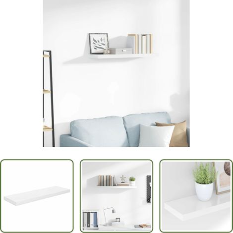 MDF nid d'abeille - Étagère murale flottante Blanc brillant 80x23,5x3,8 cm MDF (1/5)