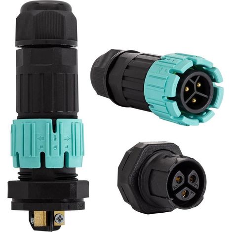 Conector para Caja Estanca 3 Pines 0.5-2.5mm² IP68 Negro