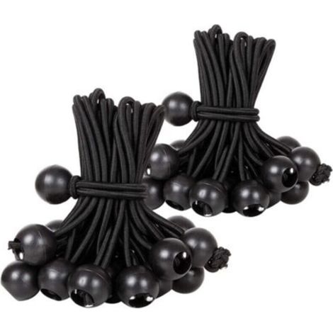 Tendeur Boule, Tendeur Elastique Noir, Tendeur Élastique pour Pavillon,Bâche,Camping,Tente,Rideaux Harnais d’Extension(30 Pièces Noir 300mm) (1/5)