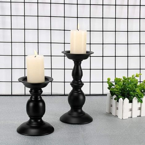 Bougeoirs Decoration Table 2 Pcs Différentes Tailles, Bougeoirs Cylindrique Rétro Chandelier pour Saint Valentin De Noël Mariage Halloween Cérémonie Anniversaire Fête-Fei Yu (1/3)