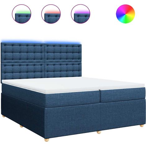 Maison Exclusive - Cama box spring con colchón tela azul 200x200 (1/5)
