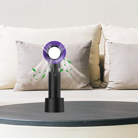 ventilador sin aspas, 3 velocidades, batería de 2000 mAh, USB, portátil para oficina, viajes, camping y dormitorio. (1/5)
