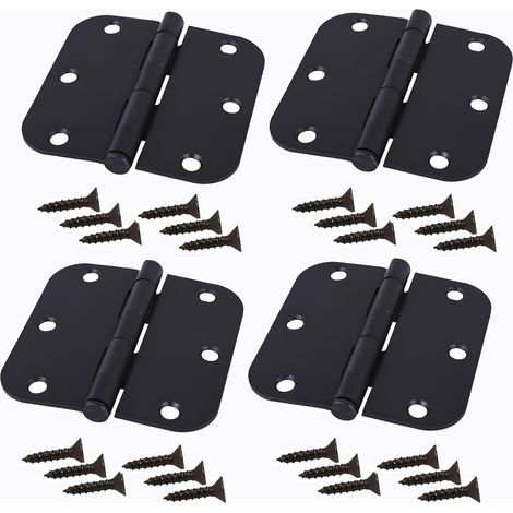 Juego de 4 bisagras robustas para puerta de cobertizo de 3,5 pulgadas, bisagras de correa para puerta, herrajes de hierro forjado negro (1/5)