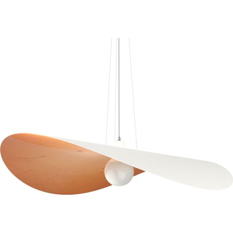 LUMICOM PIUMA Sospensione, 1X E27, max 42W, metallo, bianco foglia rame, D.90cm (1/2)