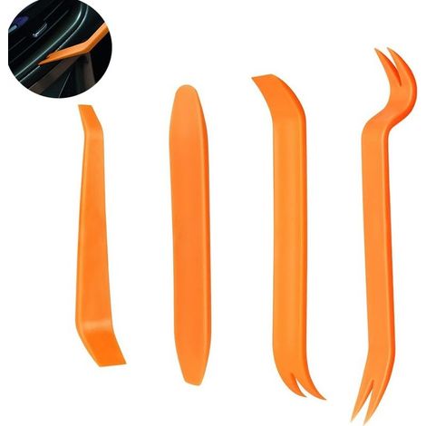 4Pcs Outil Demontage Garniture Voiture, Professionnel Voiture Démontage Installation Outil Kit pour Voiture Radio Audio Garniture Intérieure Dash Tableau de Bord, Installateur Pry Outil (1/5)