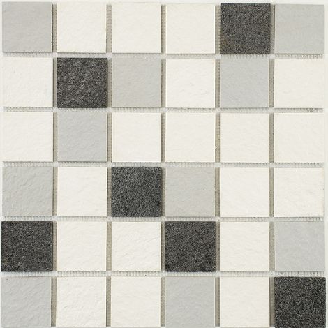 Mosaico misto resina e pietra 100 x 50 cm - piastrella 5 x 5 cm misto pietra e resina bianca
