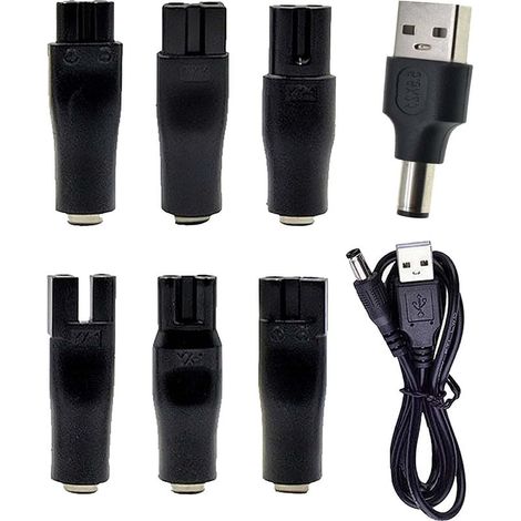 Kit chargeur universel 8 en 1 pour rasoir électrique - Cordon d'alimentation USB de remplacement pour tondeuse à cheveux, tondeuse à barbe et outils de toilettage - Compatible avec les appareils (1/5)