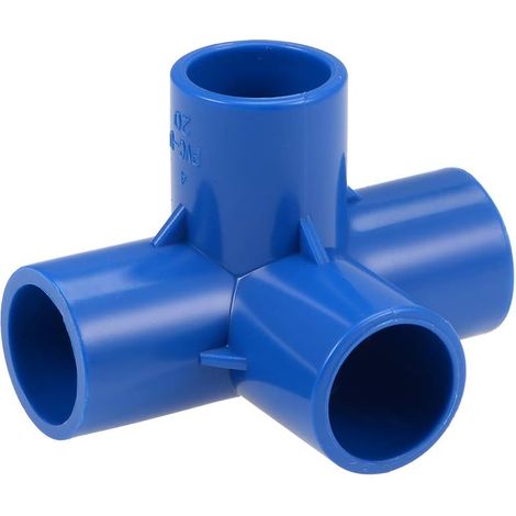 Lot de 2 raccords coudés à 4 voies en PVC de qualité pour meubles 20 mm Bleu (1/3)
