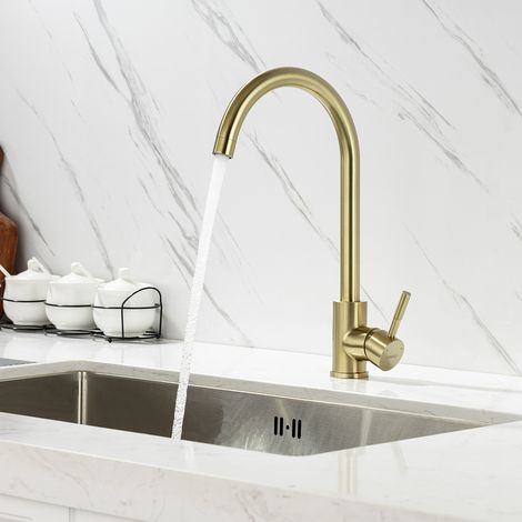 Lonheo Grifo de Cocina de Acero Inoxidable, Giratorio a 360º Grifo de Fregadero Mezclador Monomando Cocina para Agua Fría y Caliente (1/8)