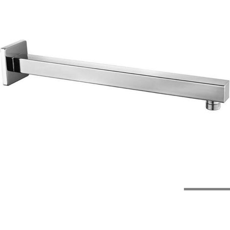 Bras de Douche Mural 35cm en Acier Inoxydable - G1/2, Chrome, Carré, Support Mural (1/5)