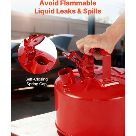 Bidon de Sécurité de Type I 9,5 L avec Pare-flammes en Acier Inoxydable, Couvercle à Fermeture Automatique, Entonnoir en PE, Poigné… (1/5)