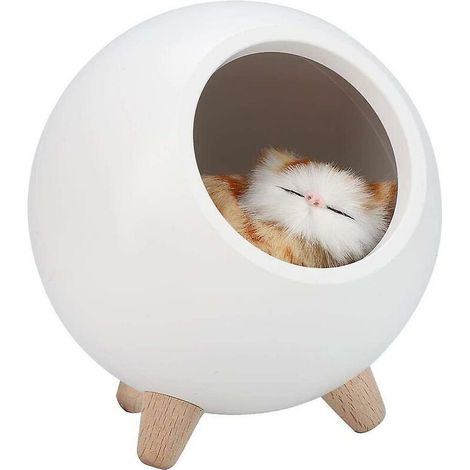 Cat Pet House Table Lamp, Cute Cat Night Light Mood Lamp (White) (1/5)