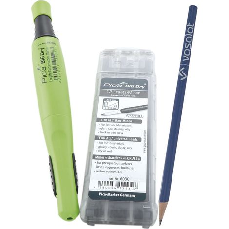 Pica Big Dry - Pica-Set -Zimmermannsbleistift mit 12 Ersatzminen graphit 2B (1/5)
