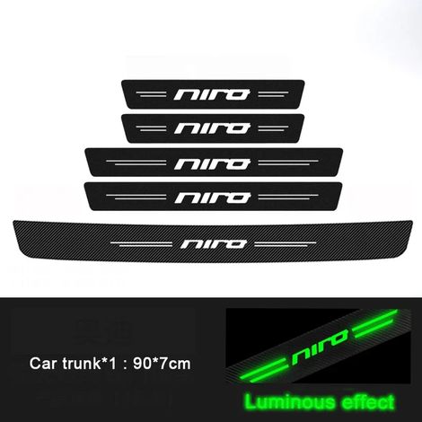 (5 pièces) Autocollants de seuil de porte en fibre de carbone lumineuse avec logo KIA NIRO,anti-rayures et imperméables (1/3)