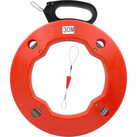 Aiguille tire fil 30M Aiguille électricien en Acier, Fish Tape pour Cable en Boîtier Plastique avec Tête Flexible de Guidage