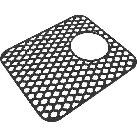 Tapis d'évier en silicone avec trou d'évacuation latéral, antidérapant et facile d'entretien, grille d'évier pour la cuisine et la maison, noir. (1/5)