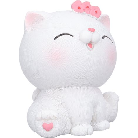 Statuette de Chat Blanc en Résine Synthétique - Déco Bureau et Maison Mignonne
