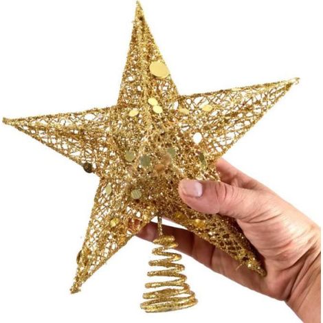 Étoile Sapin de Noël - Pointe Métallique 5 Branches avec Base Spirale - Décoration Intérieure Salon Bureau Hôtel - 1 Pièce (1/4)