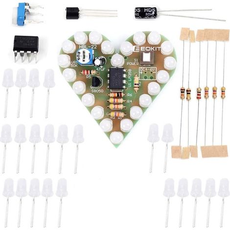 Löt-Übungsset mit atmendem LED-Licht, DIY-Elektronikprojekt in Herzform für Anfänger, weiß (1/5)