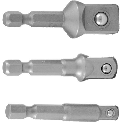 Projahn 1/4 Bit Adapter Set 3-tlg.. Länge 50 mm für Stecknüsse 1/4, 3/8, 1/2 (1/2)