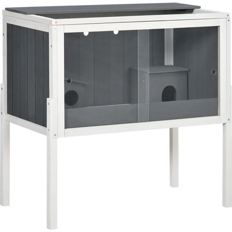 Jaula de madera para hámsters enanos y pequeños roedores 82 x 45 x 81 cm gris oscuro MODENUIT (1/4)