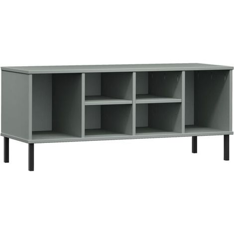 Étagère à chaussures en métal gris, dimensions : 106 x 35 x 45 cm, produits en bois OSLO (1/5)