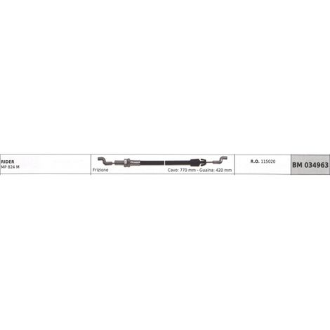 Cavo frizione MAORI trattorino rider MP 824 M cavo 770 mm guaina 420 mm