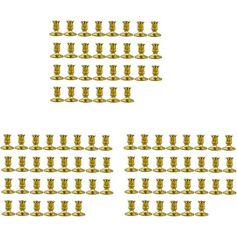 90 Pièces de Bougeoirs Coniques à Base de Bougie Pilier Dorée pour Décoration de Noël