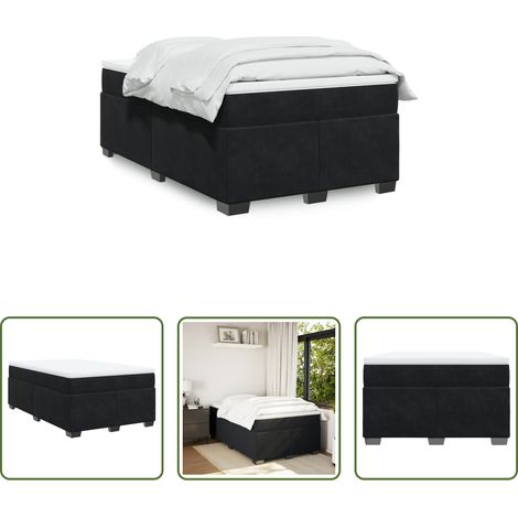 Matelas à ressorts ensachés - Sommier à lattes de lit avec matelas noir 120x190 cm velours (1/5)