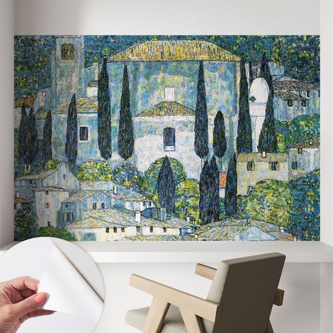 Papier peint autocollant à motifs décoratifs pour salon chambre et bureau Décoration murale élégante avec colle Maisons en cyprès 104x70 cm (1/5)