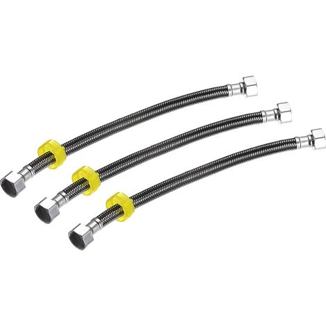 Raccord de tuyau d'alimentation en eau Sourcing Map 3 parties, G1/2 femelle x 30,5 cm long, acier (1/5)