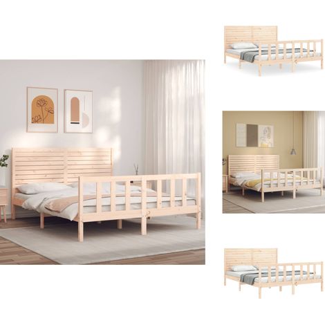 Cadre de lit sans matelas 160x200 cm bois massif de pin - Lit Double - Cadre De Lit - Lit En Bois - Lit Massif - Chambre À Coucher (1/5)