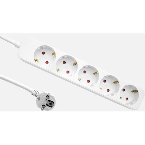Rallonge Florey câble 1,5 m 3G×1,5 mm² 5 prises blanc (1/2)