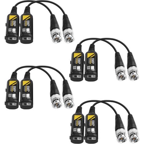 Connettori per Video Balun - Adattatori per CCTV - Telecamere di sicurezza - Trasmissione HD 8MP - Portata 400M - Nero (1/5)
