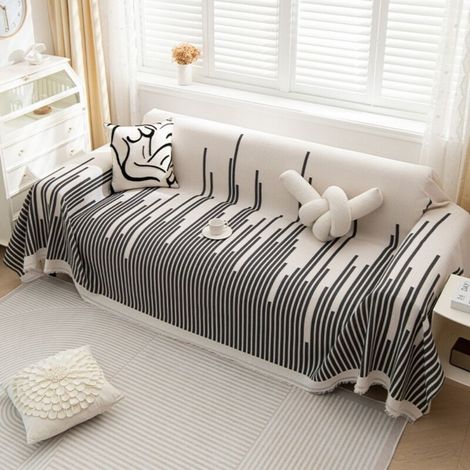 Qiuyu - Noir 180X180 Coussin de canapé monobloc, housse de canapé intégrale anti-griffures de chat, adaptée à toutes les saisons, serviette/housse de canapé (1/4)