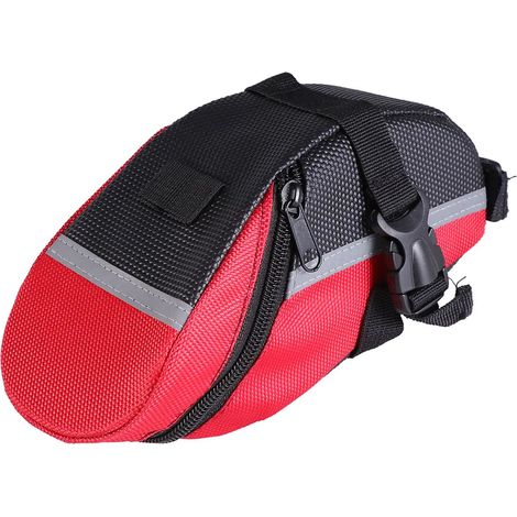 Sacoche de selle pour vélo, sacoche sous-selle, sacoche pour VTT et vélos de route, compartiment étanche pour téléphone, portefeuille, clés, outils et accessoires, rouge