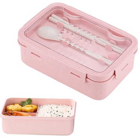 Boîtes à lunch Bento étanches pour micro-ondes, avec 3 compartiments et vaisselle. (1/5)