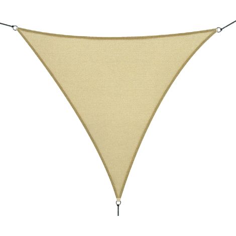 Voile d'ombrage Triangulaire Grande Taille 4 x 4 x 4 m polyéthylène Haute densité résistant aux UV Coloris sable (1/5)